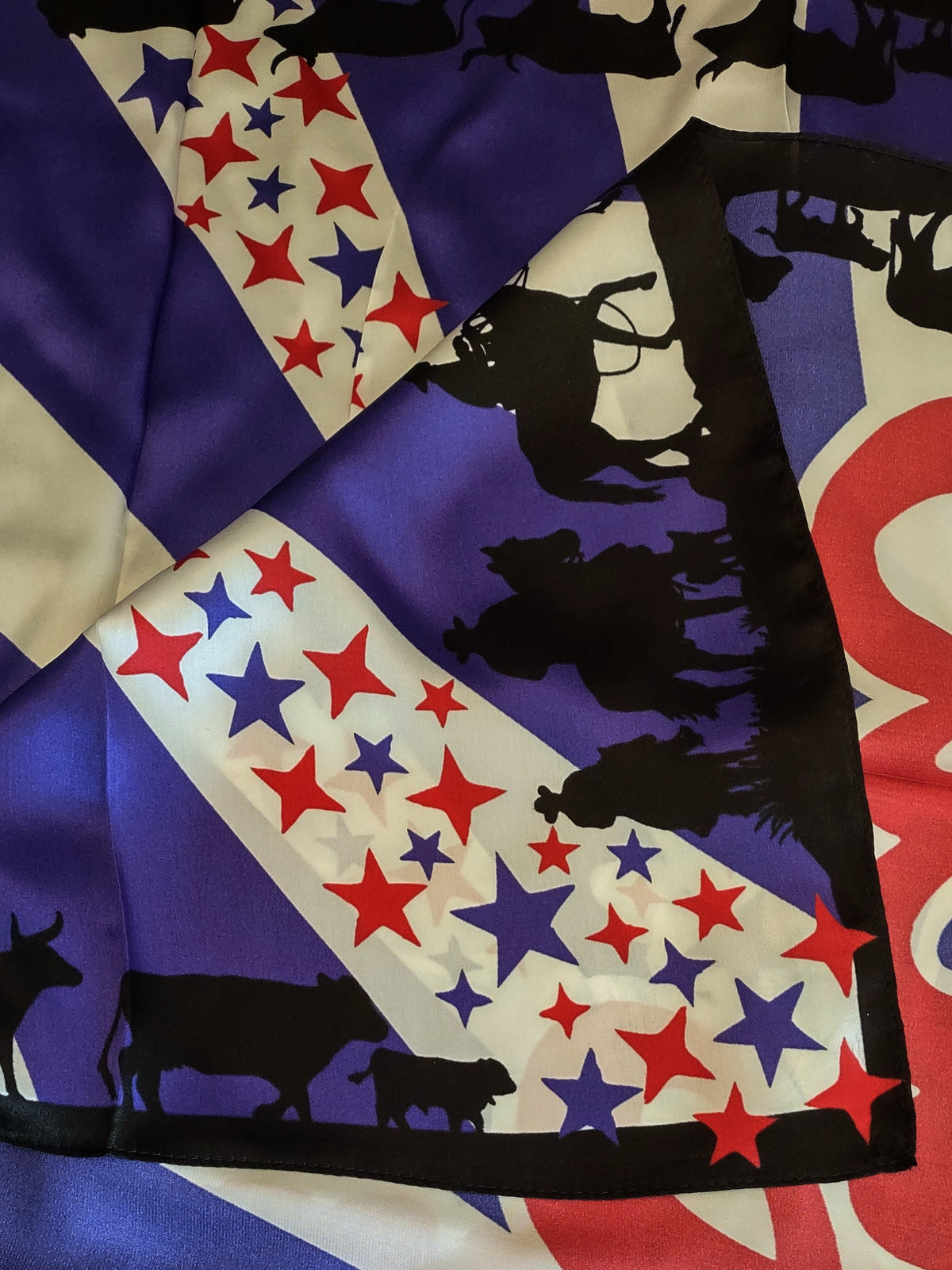 Wild Rag 100% SILK God Bless America Western Cowboy Cattle Neck Scarf Bandanna by Double B Wild Rags