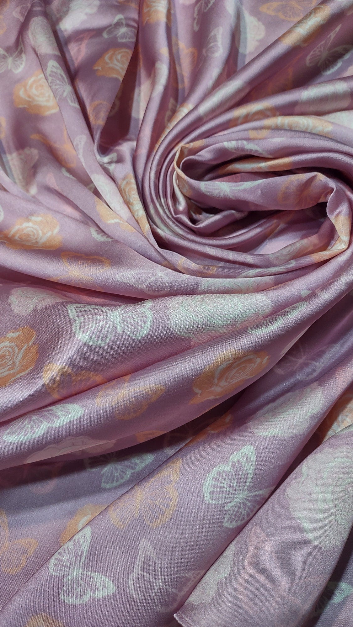 Wild Rag Roses and Butterflies Light Lilac Purple with peach roses Cowboy Western Neck Scarf by Double B Wild Rags