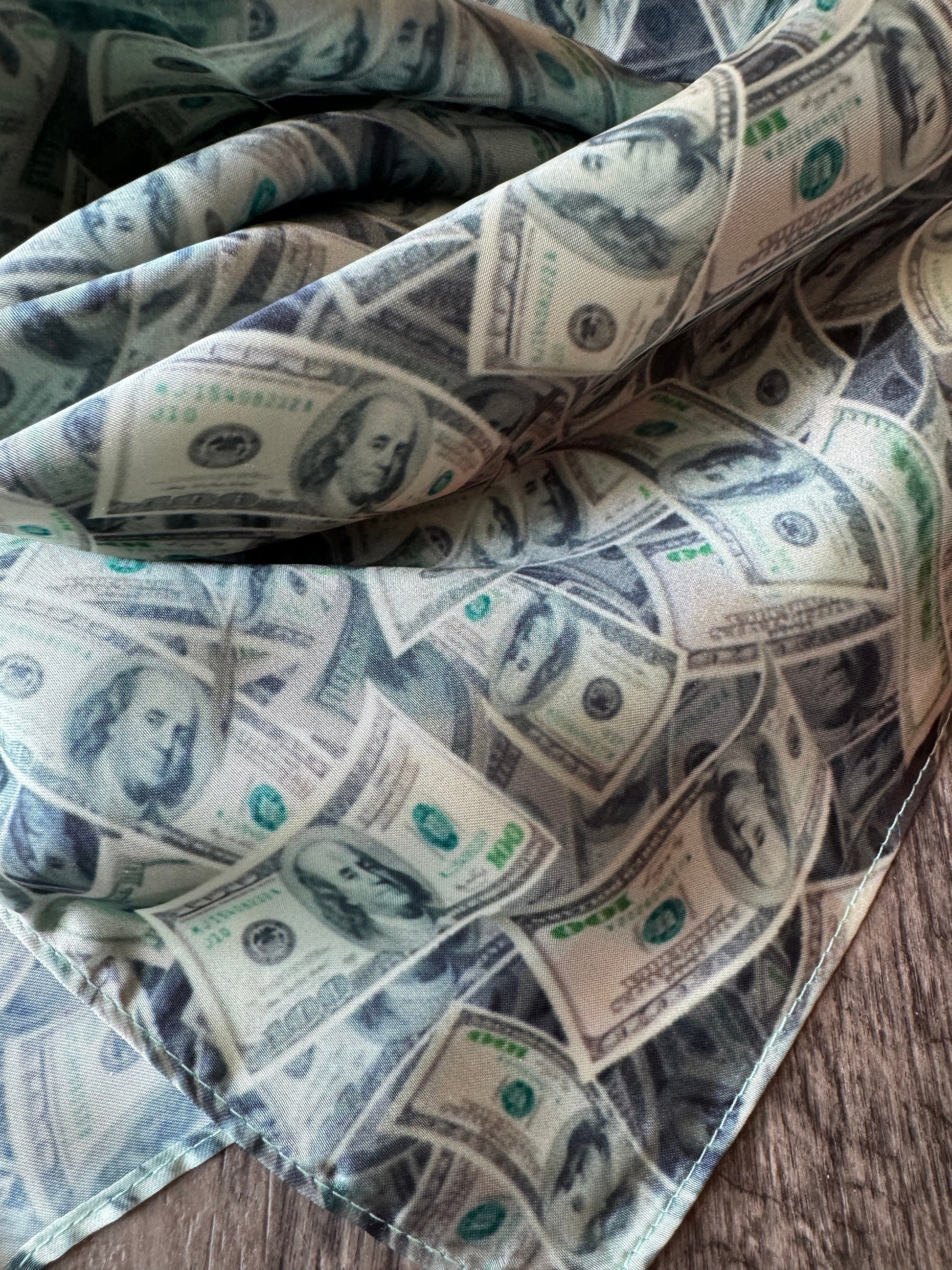 WILD RAG Money Benajamins 100 dollar bill Cowboy Western Neck Scarf Bandanna by Double B Wild Rags