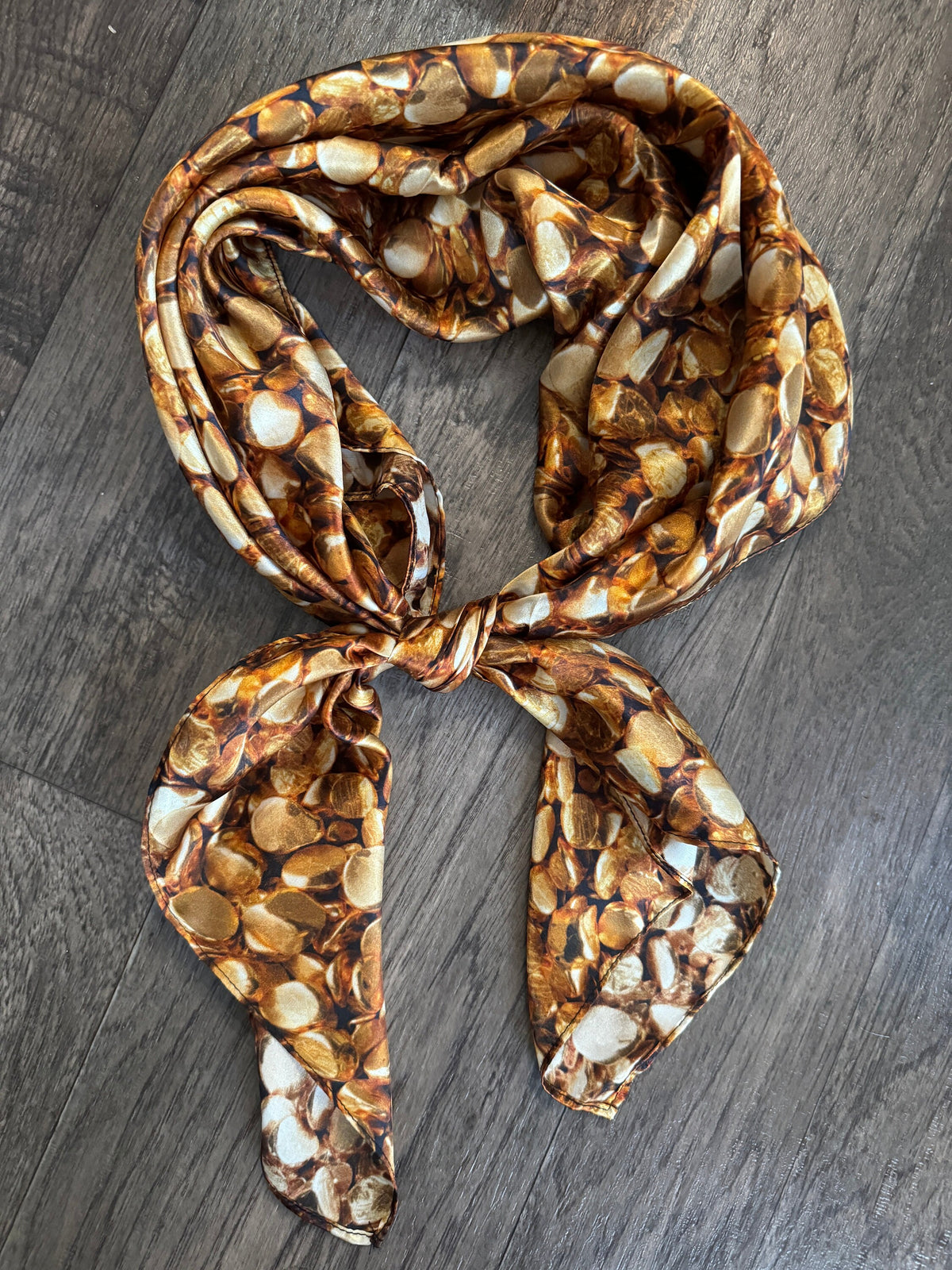 Golden Rag Silk Wild Rag Golden Gold Nugget print by Double B Wild Rags