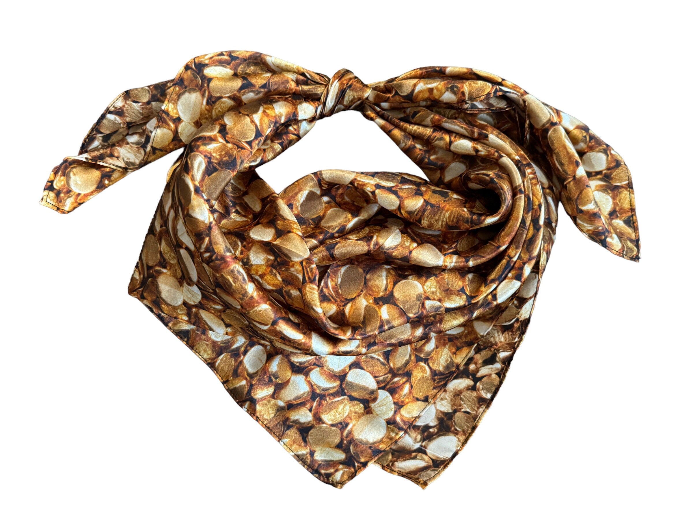Golden Rag Pattern Silk Wild Rag Golden Gold Nugget print by Double B Wild Rags