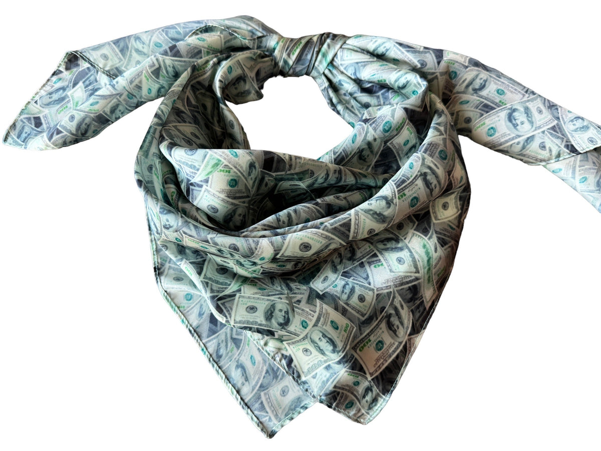 WILD RAG Money Benajamins 100 dollar bill Cowboy Western Neck Scarf Bandanna by Double B Wild Rags