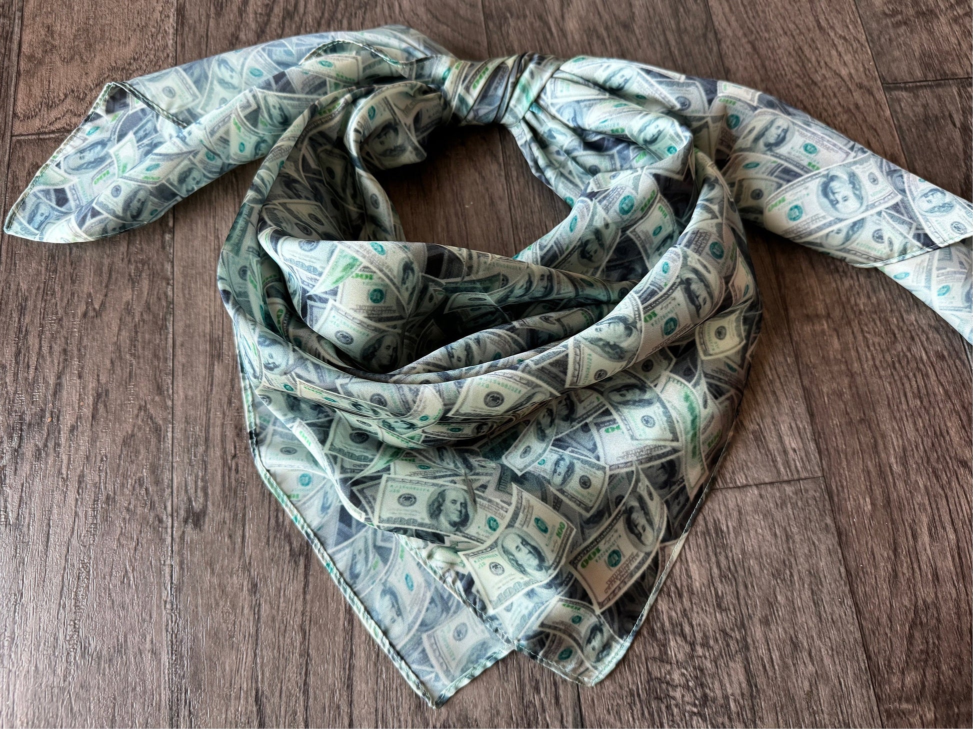 WILD RAG Money Benajamins 100 dollar bill Cowboy Western Neck Scarf Bandanna by Double B Wild Rags