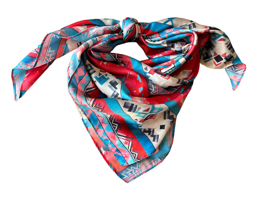 WILD RAG Red and Blue Native water color Cowboy Western Neck Scarf Bandanna by Double B Wild Rags