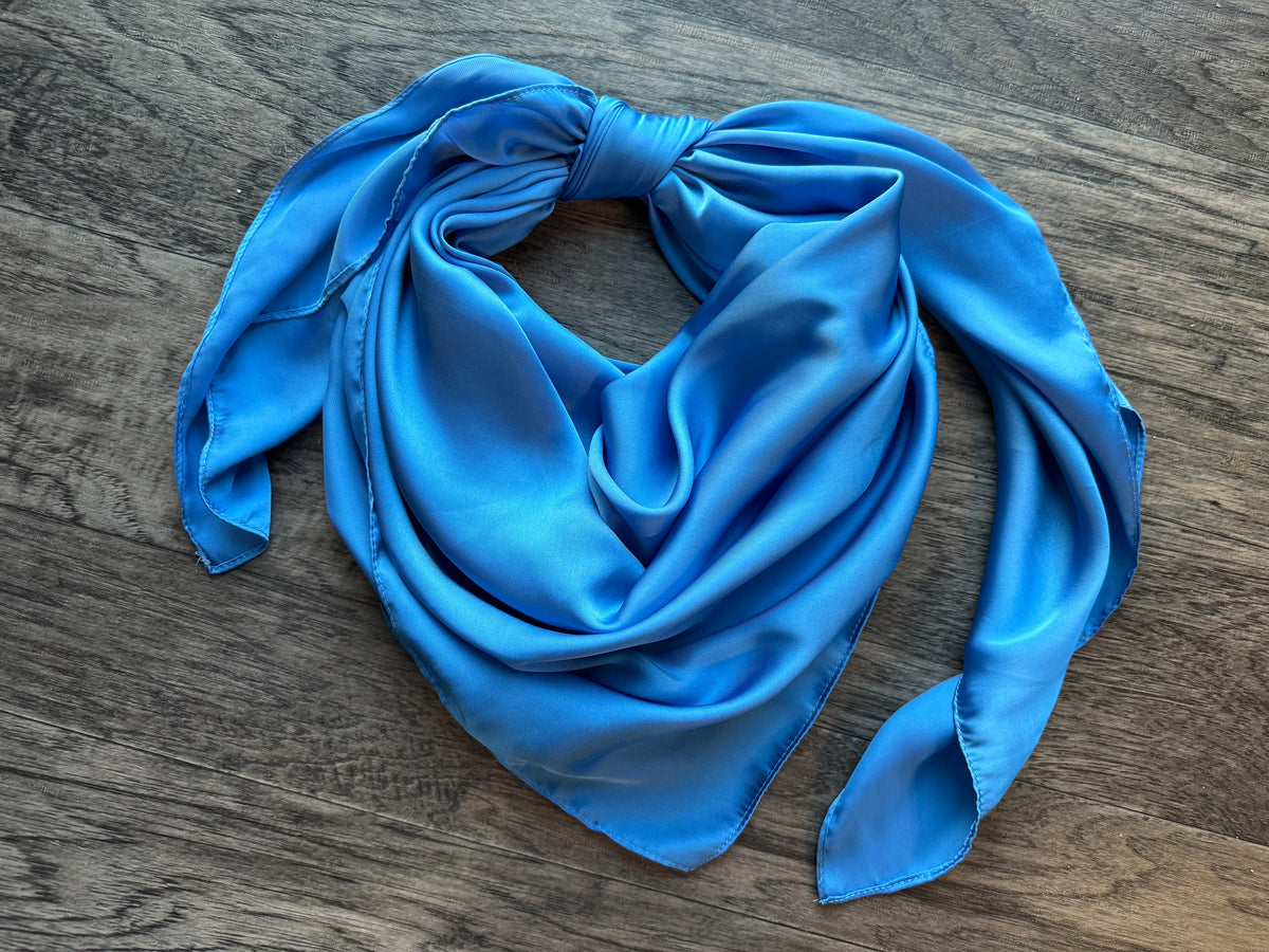 Wild Rag solid Blue Bell #17 Cowboy Western Neck Scarf Bandanna by Double B Wild Rags