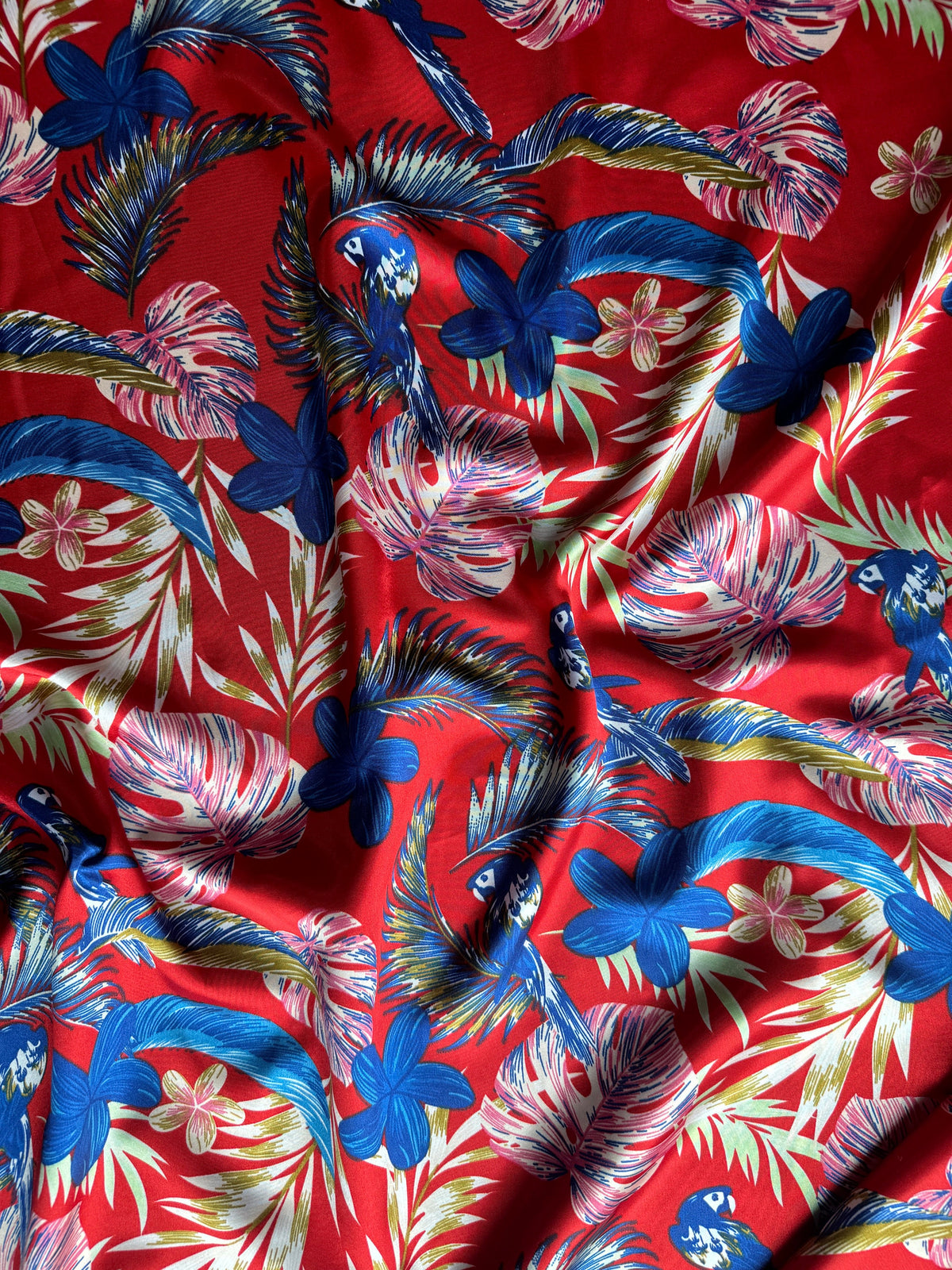 Wild Rag Red tropical floral and blue parrot Cowboy Western Neck Scarf Bandanna by Double B Wild Rags