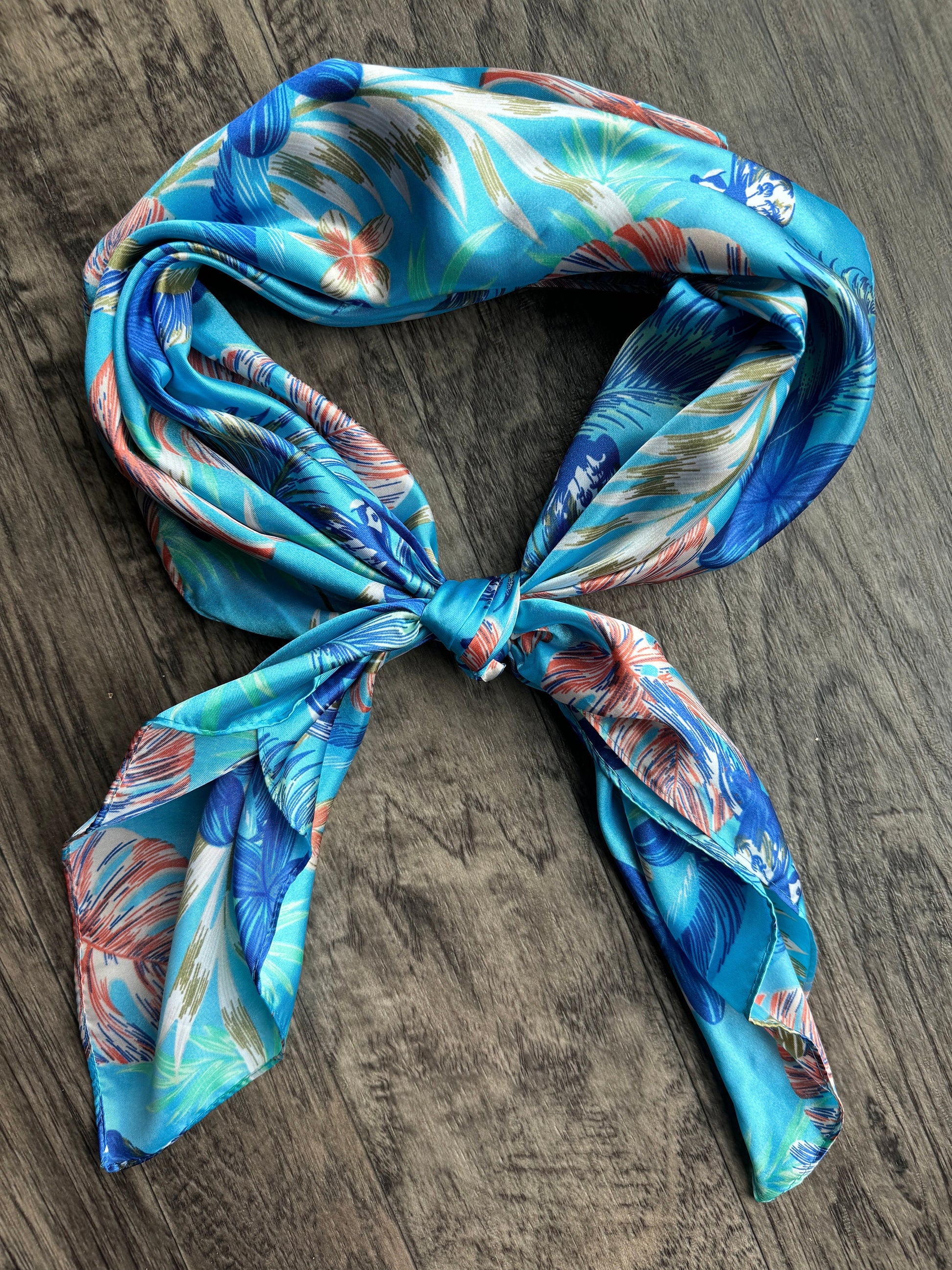 Wild Rag turquoise blue tropical floral and parrot Cowboy Western Neck Scarf Bandanna by Double B Wild Rags