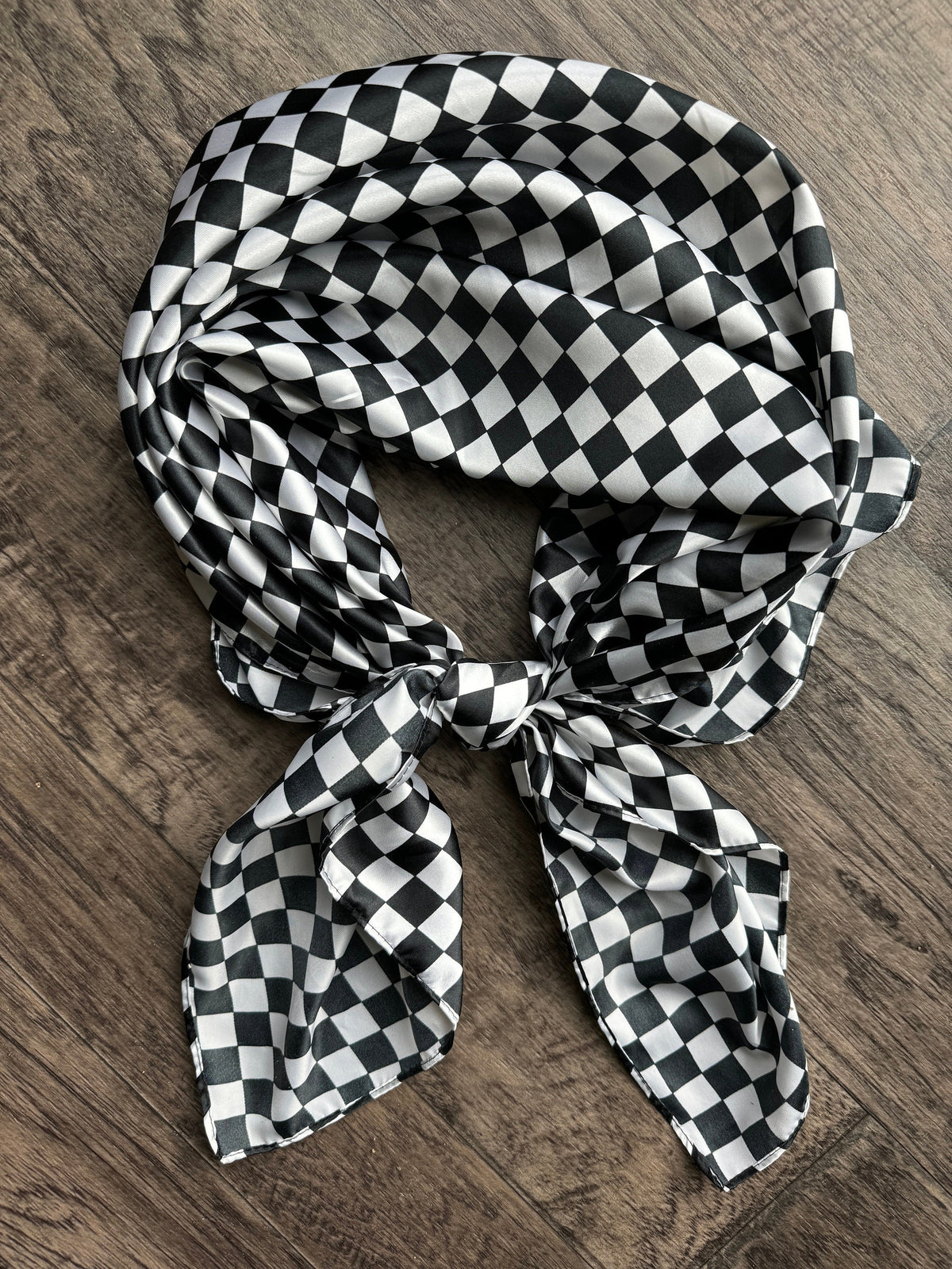 WILD RAG Black and White Check Cowboy Western Neck Scarf Bandanna by Double B Wild Rags