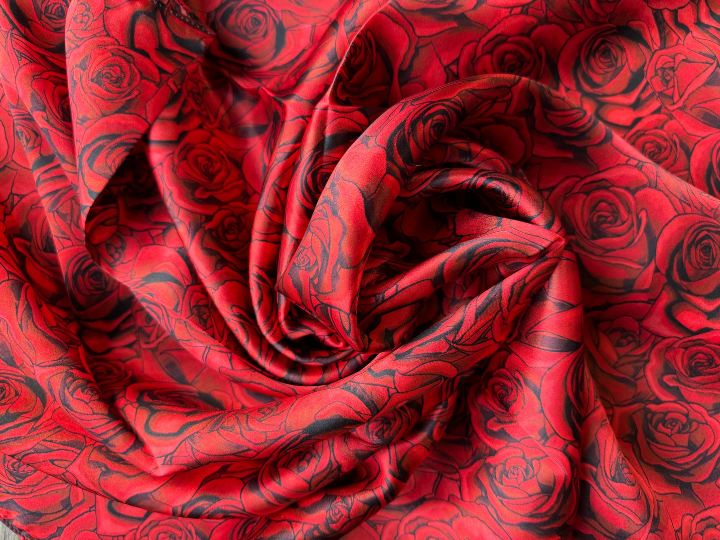 Wild Rag 100% SILK Red and Black Roses Western Neck Scarf Bandanna by Double B Wild Rags