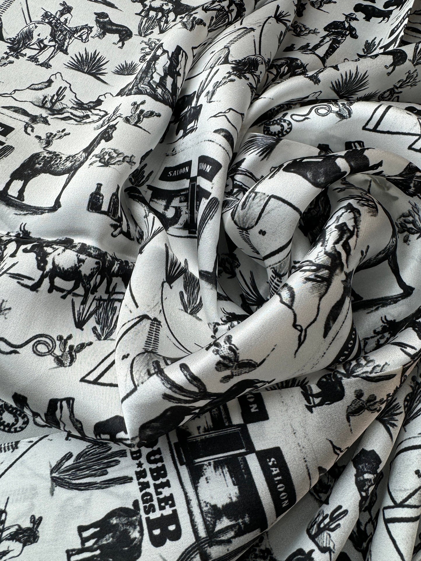Wild Rag Black and White Wild West Toile Western Neck Scarf Bandanna by Double B Wild Rags