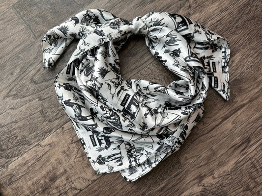 Wild Rag Black and White Wild West Toile Western Neck Scarf Bandanna by Double B Wild Rags