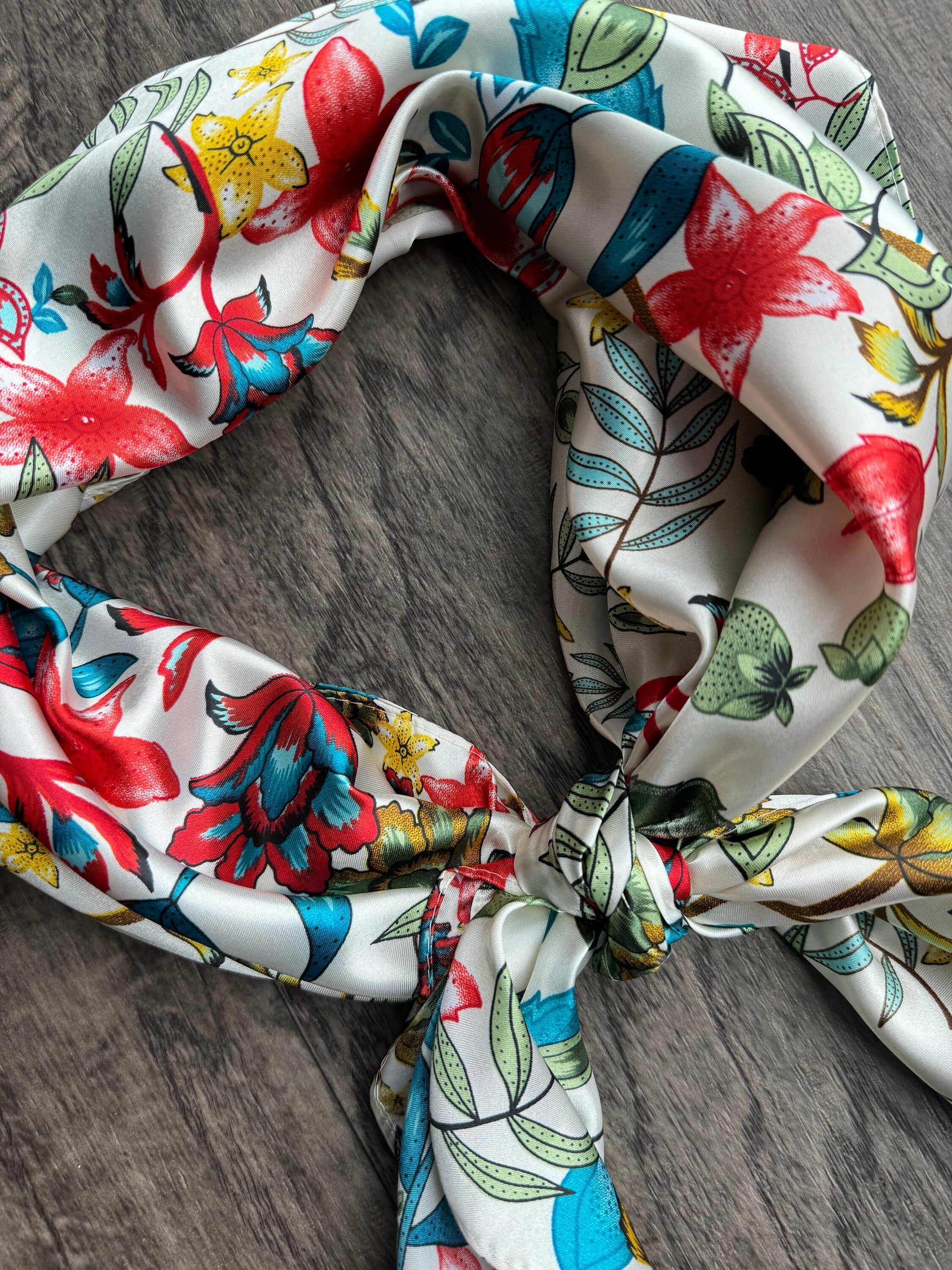 Wild Rag White tropical floral Cowboy Western Neck Scarf Bandanna by Double B Wild Rags