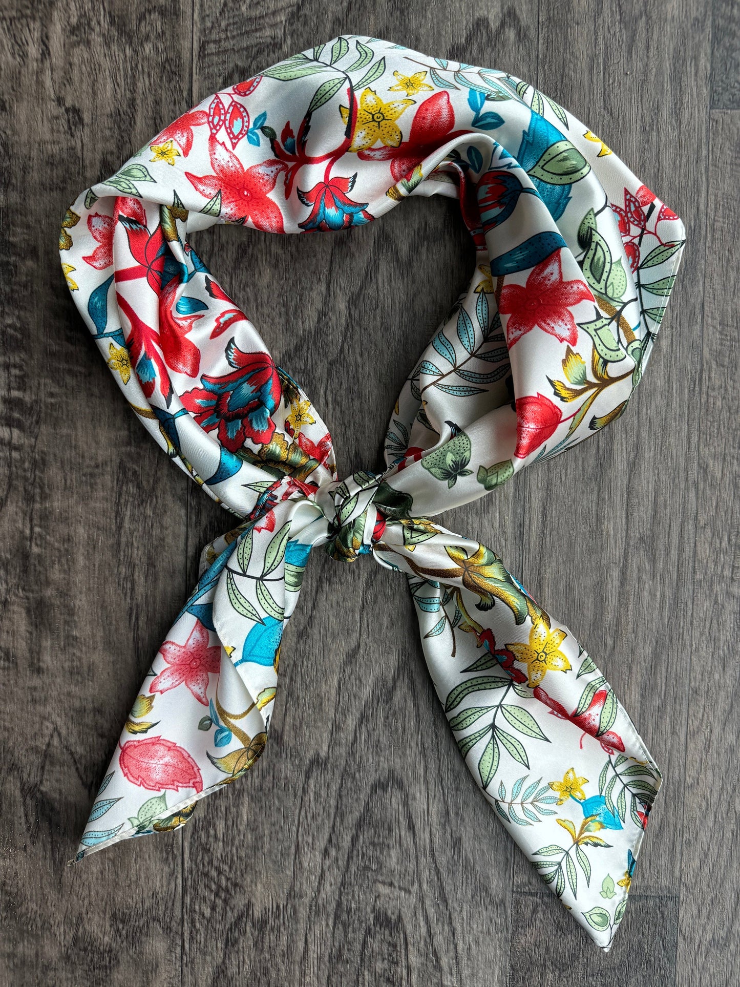 Wild Rag White tropical floral Cowboy Western Neck Scarf Bandanna by Double B Wild Rags