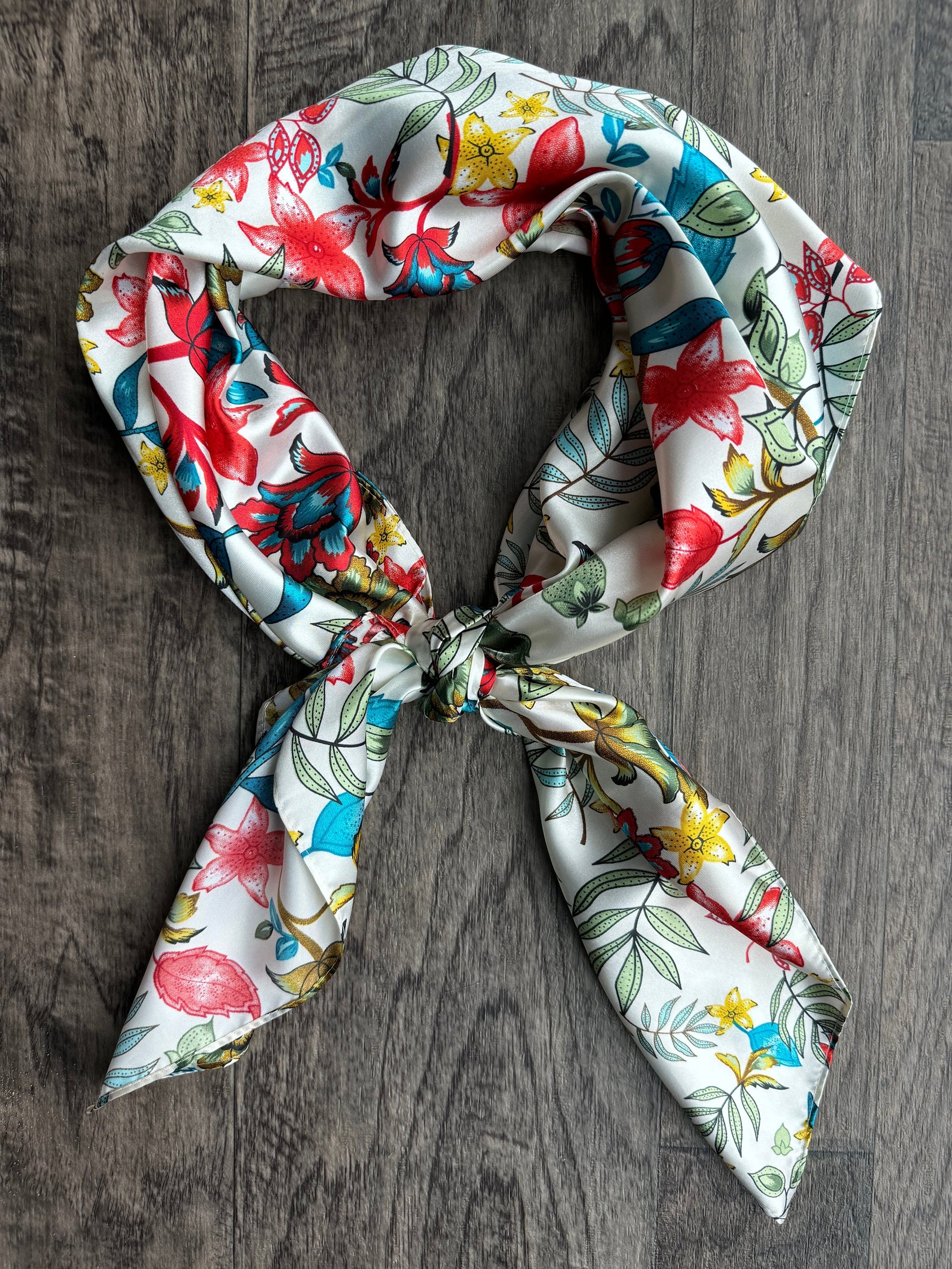 Wild Rag White tropical floral Cowboy Western Neck Scarf Bandanna by Double B Wild Rags