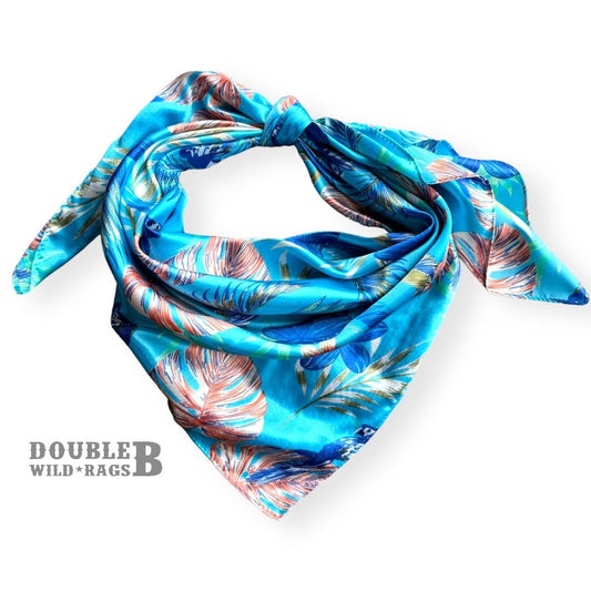 Wild Rag turquoise blue tropical floral and parrot Cowboy Western Neck Scarf Bandanna by Double B Wild Rags