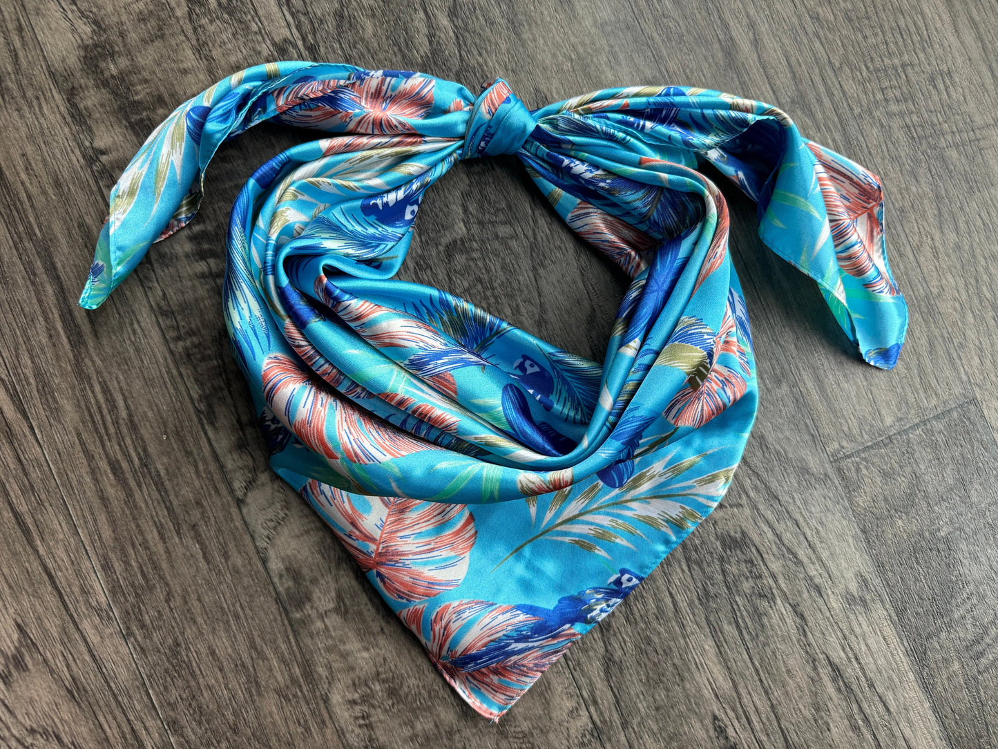 Wild Rag turquoise blue tropical floral and parrot Cowboy Western Neck Scarf Bandanna by Double B Wild Rags