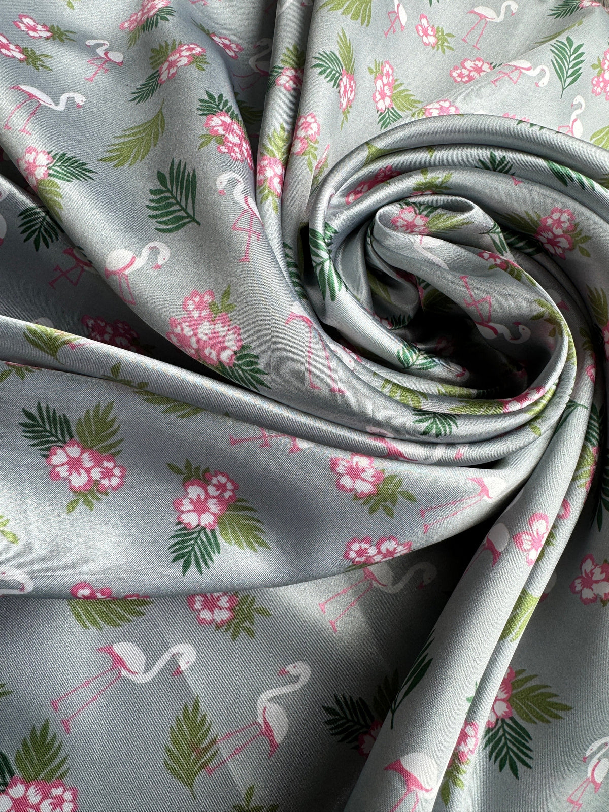 Wild Rag Silver Grey and Pink flamingo tropical Hawaiian Cowboy Western Neck Scarf Bandanna by Double B Wild Rags