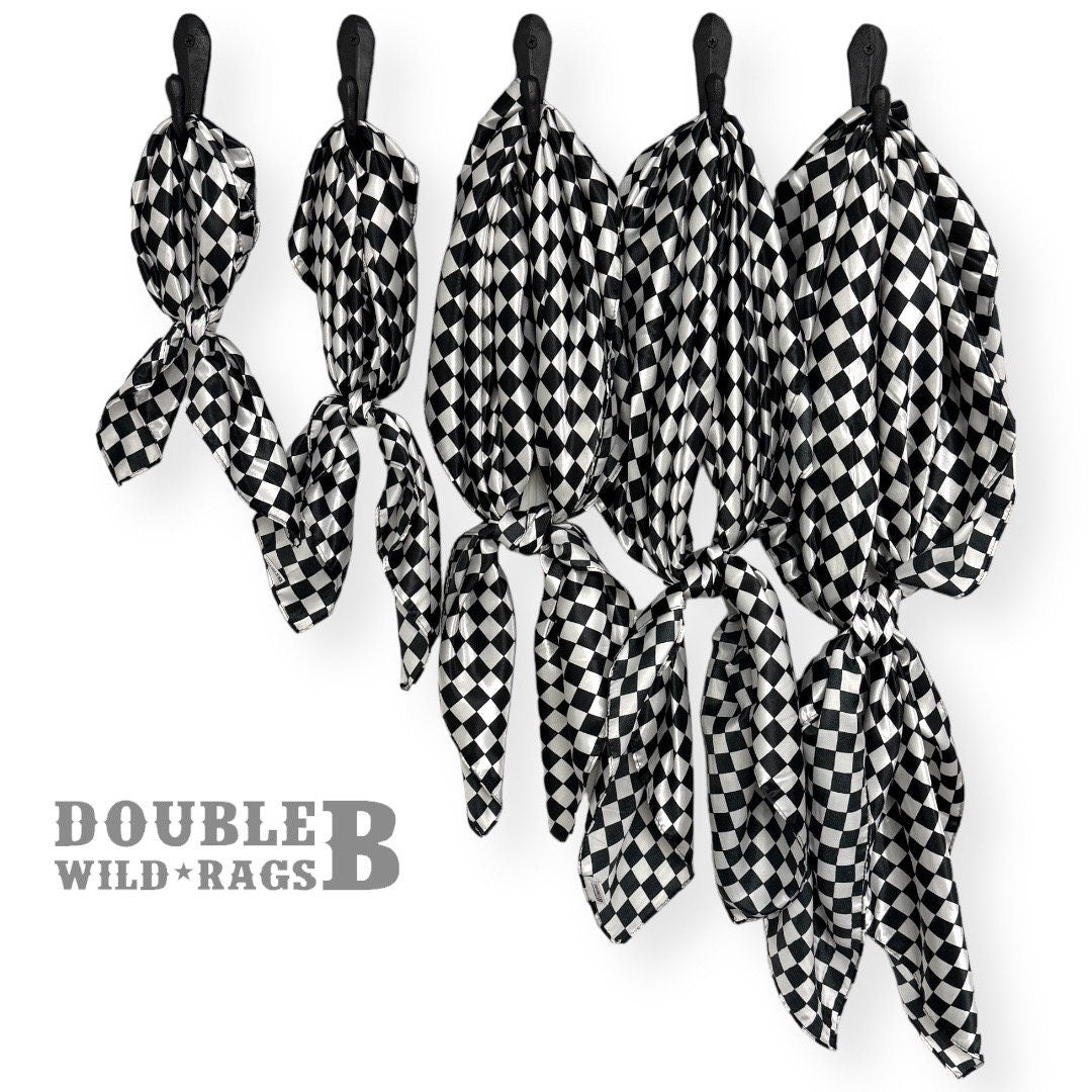 WILD RAG Black and White Check Cowboy Western Neck Scarf Bandanna by Double B Wild Rags