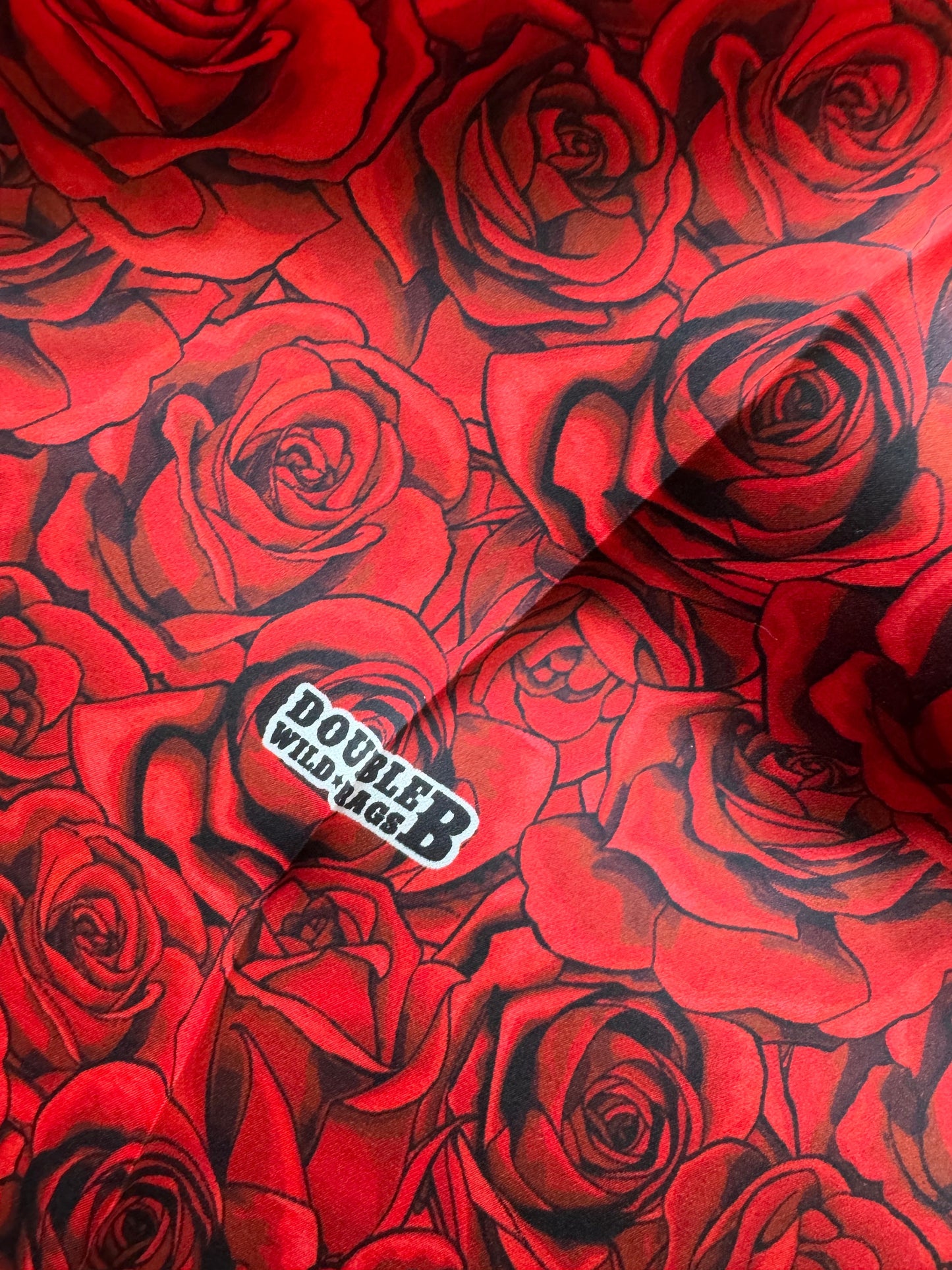 Wild Rag 100% SILK Red and Black Roses Western Neck Scarf Bandanna by Double B Wild Rags