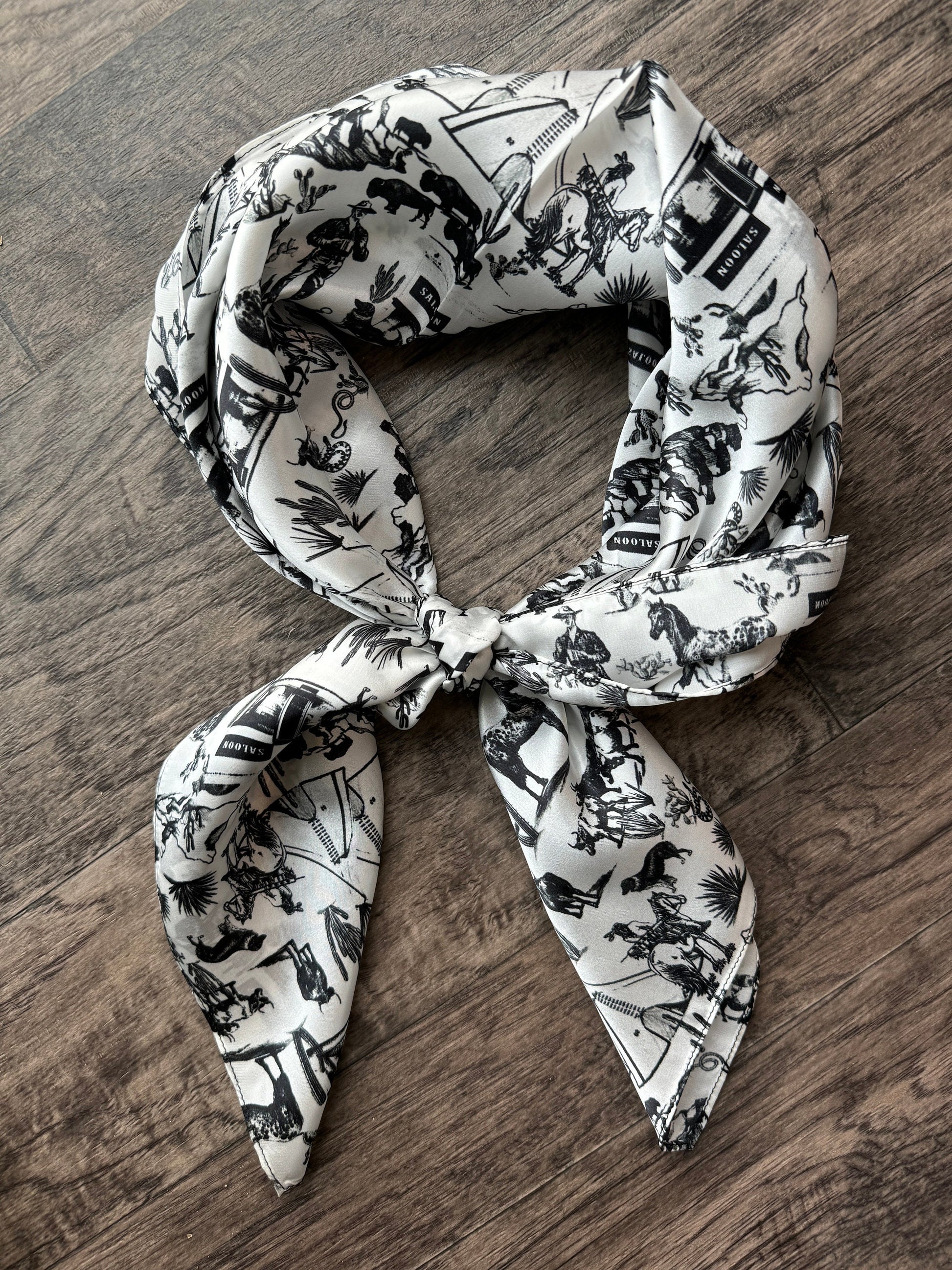 Wild Rag Black and White Wild West Toile Western Neck Scarf Bandanna by Double B Wild Rags
