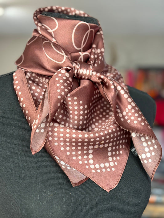 100% Silk Wild Rag “Woodrow” brown or red polka dot vintage pattern by Double B Wild Rags