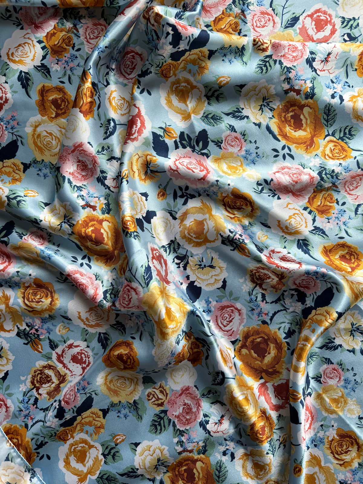 Wild Rag light blue and gold yellow rose Floral Cowboy Western Neck Scarf Bandanna by Double B Wild Rags