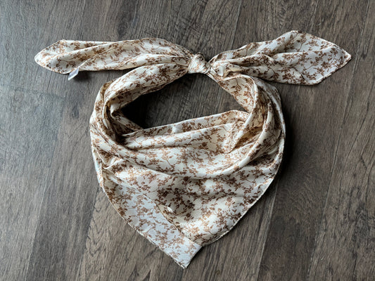 Wild Rag Tan Biege dainty floral Cowboy Western Neck Scarf Bandanna by Double B Wild Rags