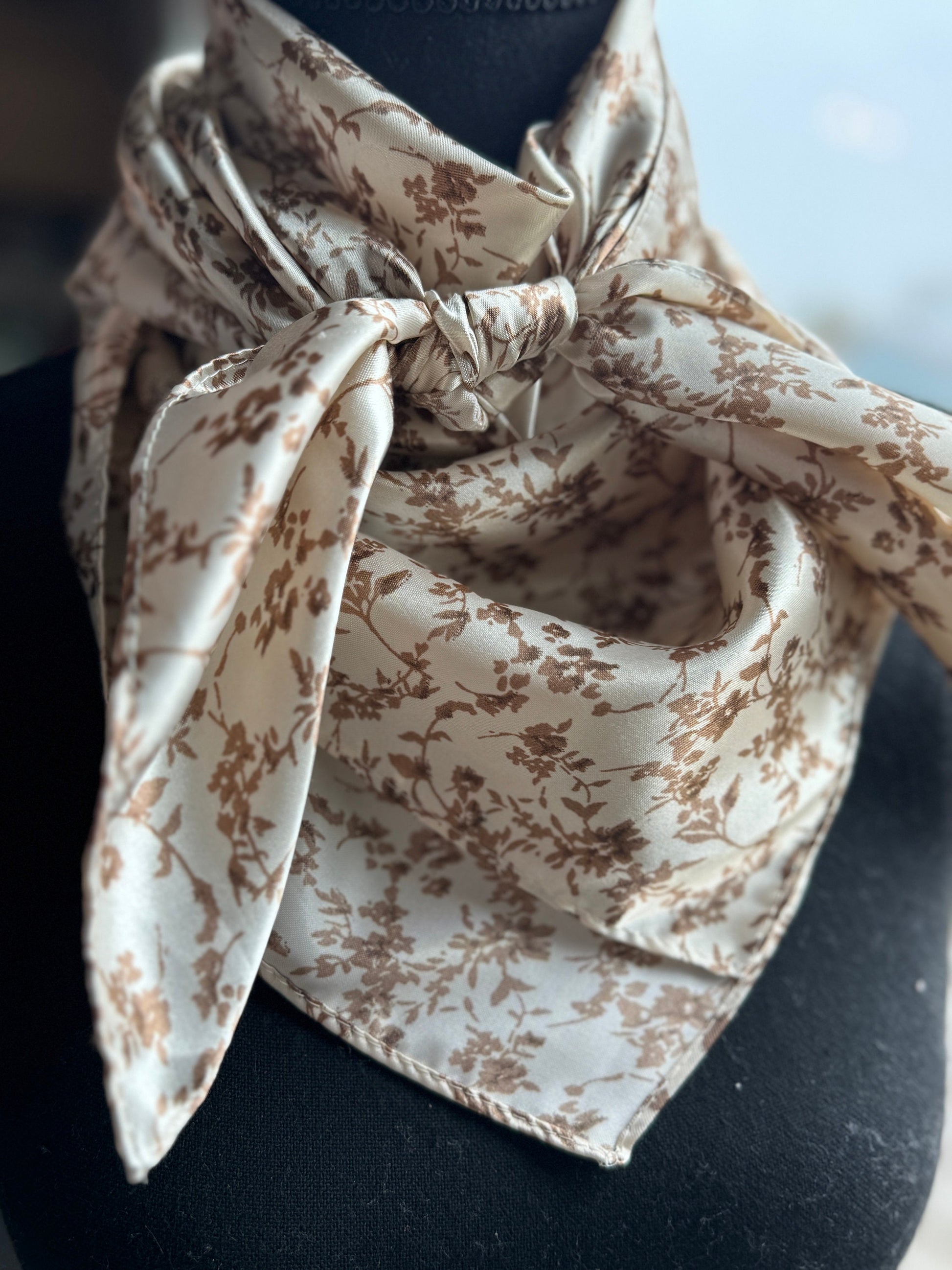Wild Rag Tan Biege dainty floral Cowboy Western Neck Scarf Bandanna by Double B Wild Rags