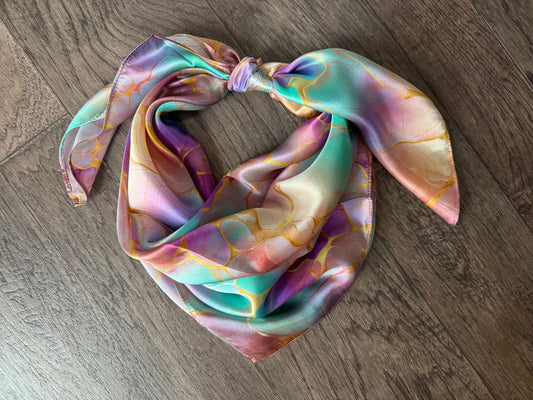 100% Silk Wild Rag Opal Gemstone and Gold by Double B Wild Rags
