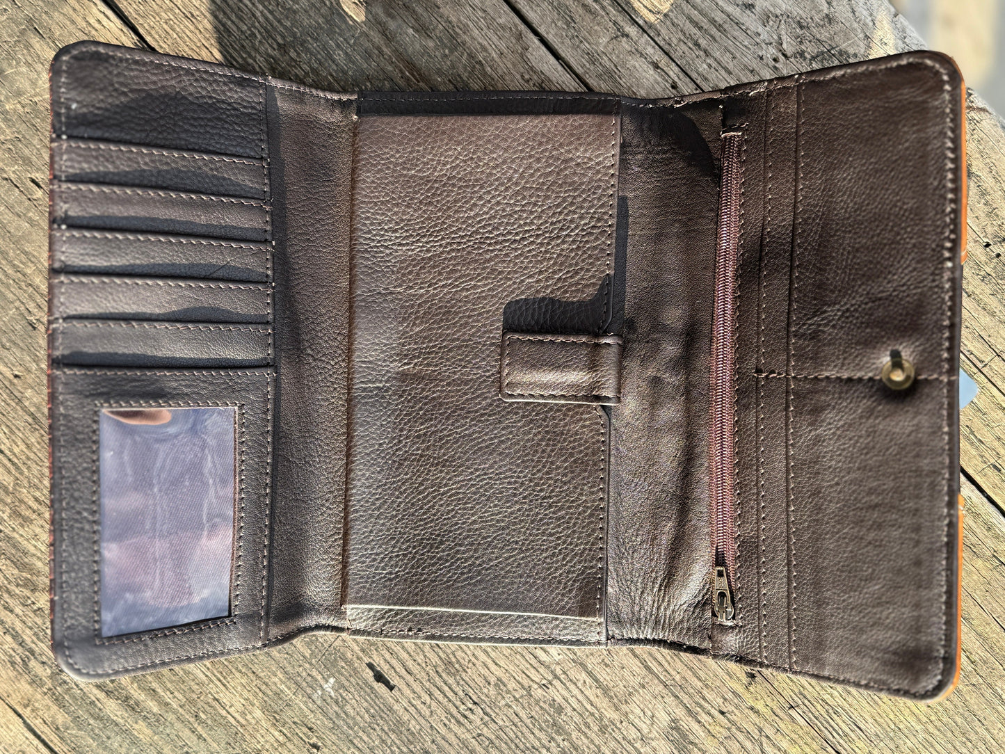 Western Cowgirl Clutch wallet purse Gator Embossed with rivet and buckle accent by Double B Wild Rags