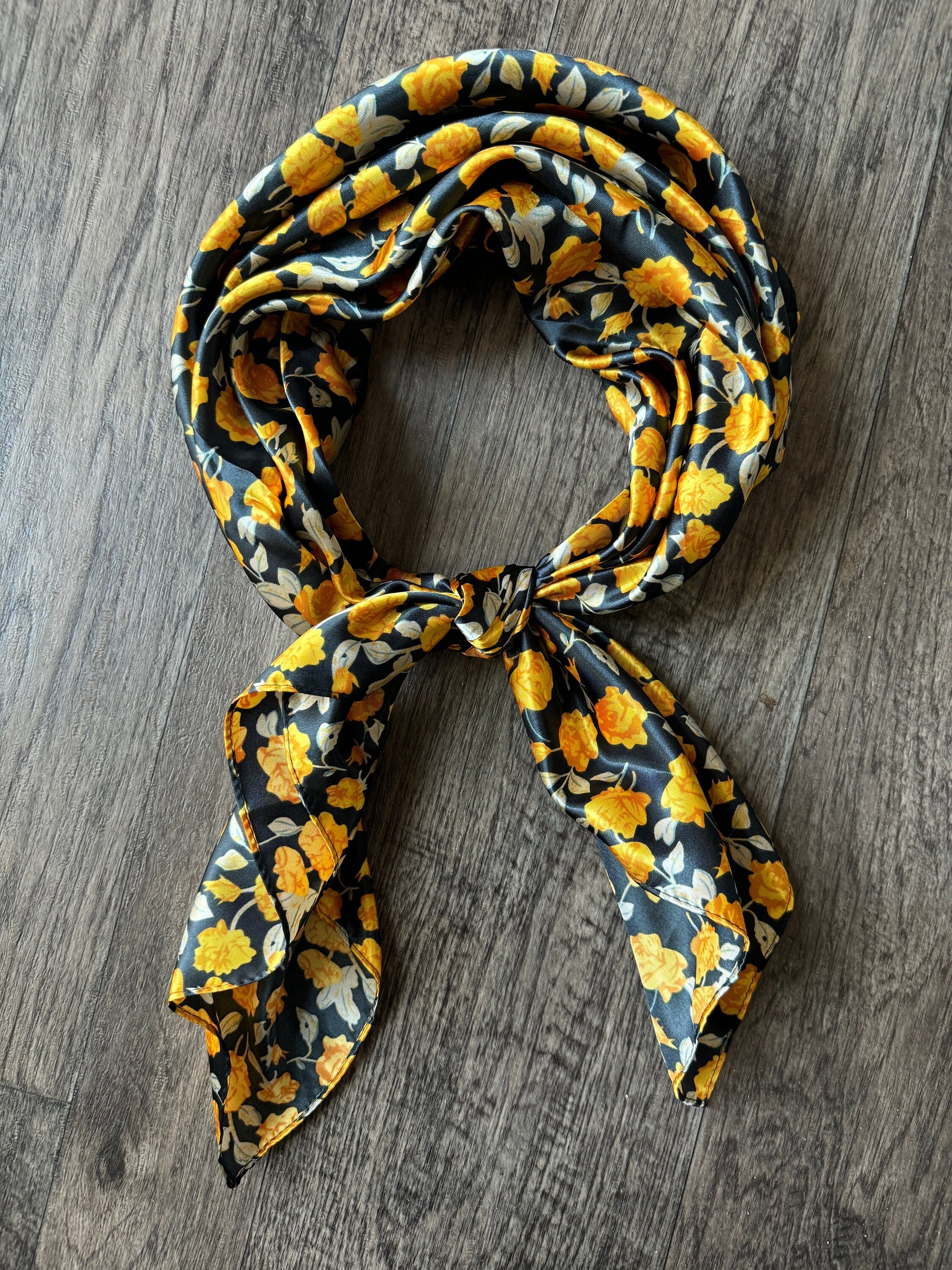 Wild Rag Texas Yellow Rose on Black Cowboy Western Neck Scarf Bandanna by Double B Wild Rags