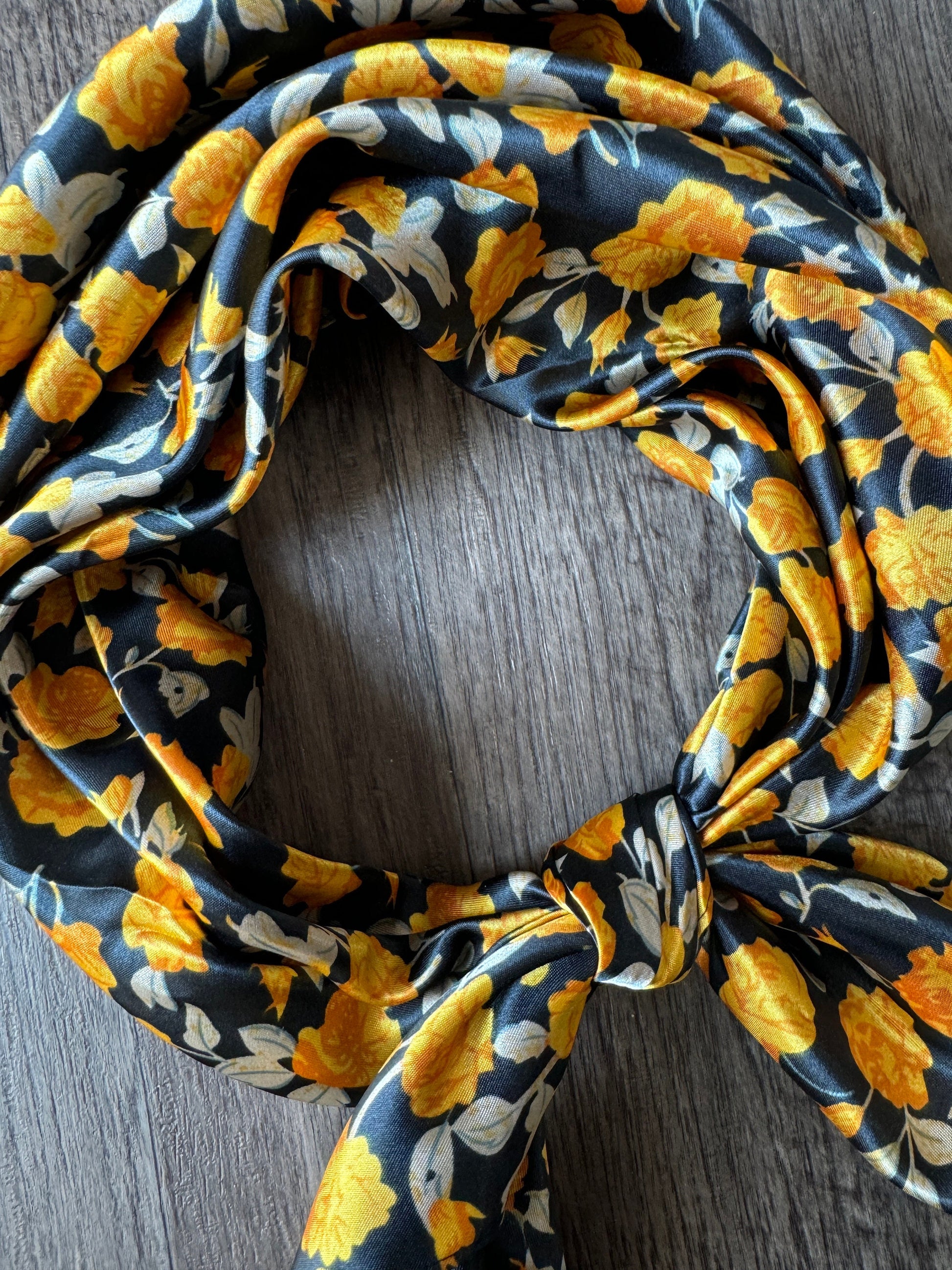 Wild Rag Texas Yellow Rose on Black Cowboy Western Neck Scarf Bandanna by Double B Wild Rags