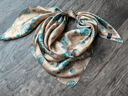 100% Silk Wild Rag Coastal Cowgirl Mermaid Siren Under the Sea print by Double B Wild Rags