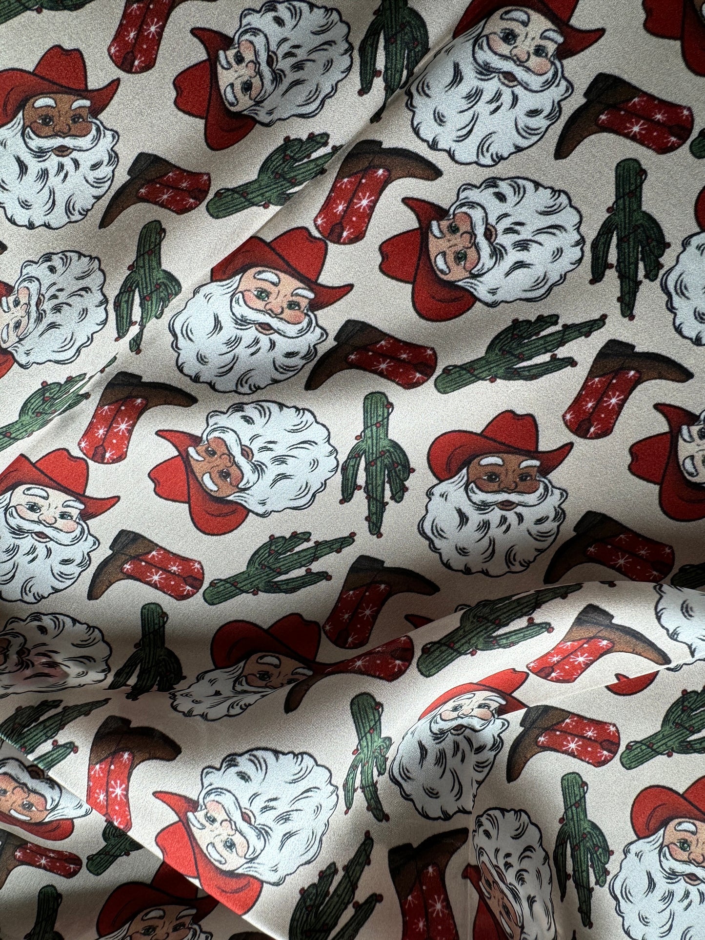 100% Silk Wild Rag Christmas Holiday Santa, Cactus, and Boots by Double B Wild Rags