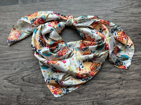 WILD RAG SCARF Boho Cactus Highland Cow Cowboy Cowgirl Western Neck Scarf Bandanna