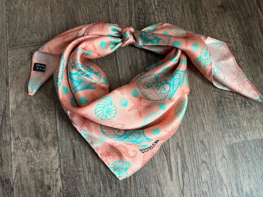 100% Silk Wild Rag Coral Pink Cowgirl Mermaid Coastal Cowgirl by Double B Wild Rags
