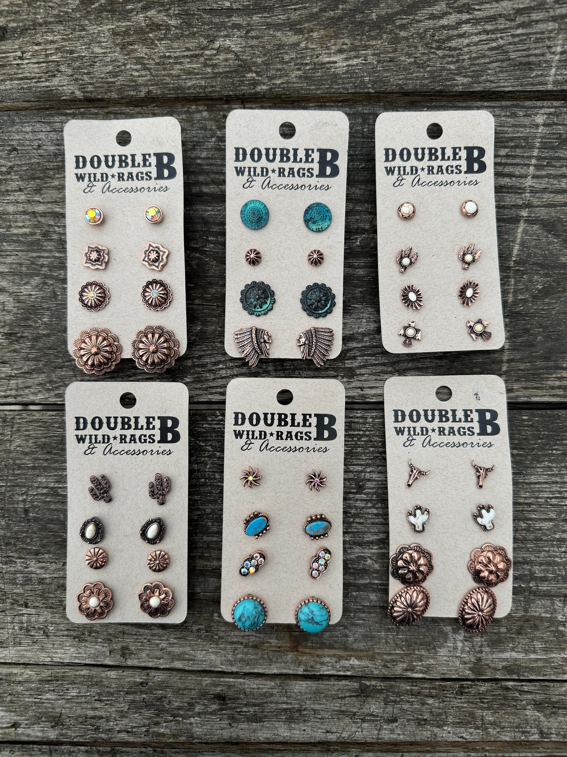 western earring set of four pair of post style