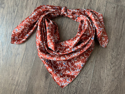 Wild Rag Maroon with blue and ivory Floral Cowboy Western Neck Scarf Bandanna by Double B Wild Rags