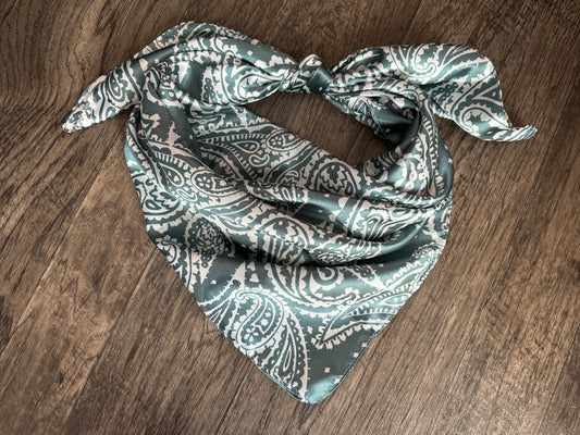Wild Rag Slate Grey and White Paisley Cowboy Western Neck Scarf Bandanna by Double B Wild Rags