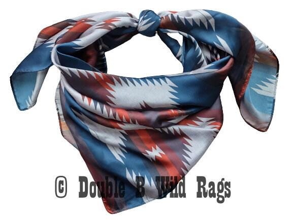 Wild Rag AZTEC 917 Burgundy, Navy, Grey southwest Cowboy Western Neck Scarf Bandanna by Double B Wild Rags