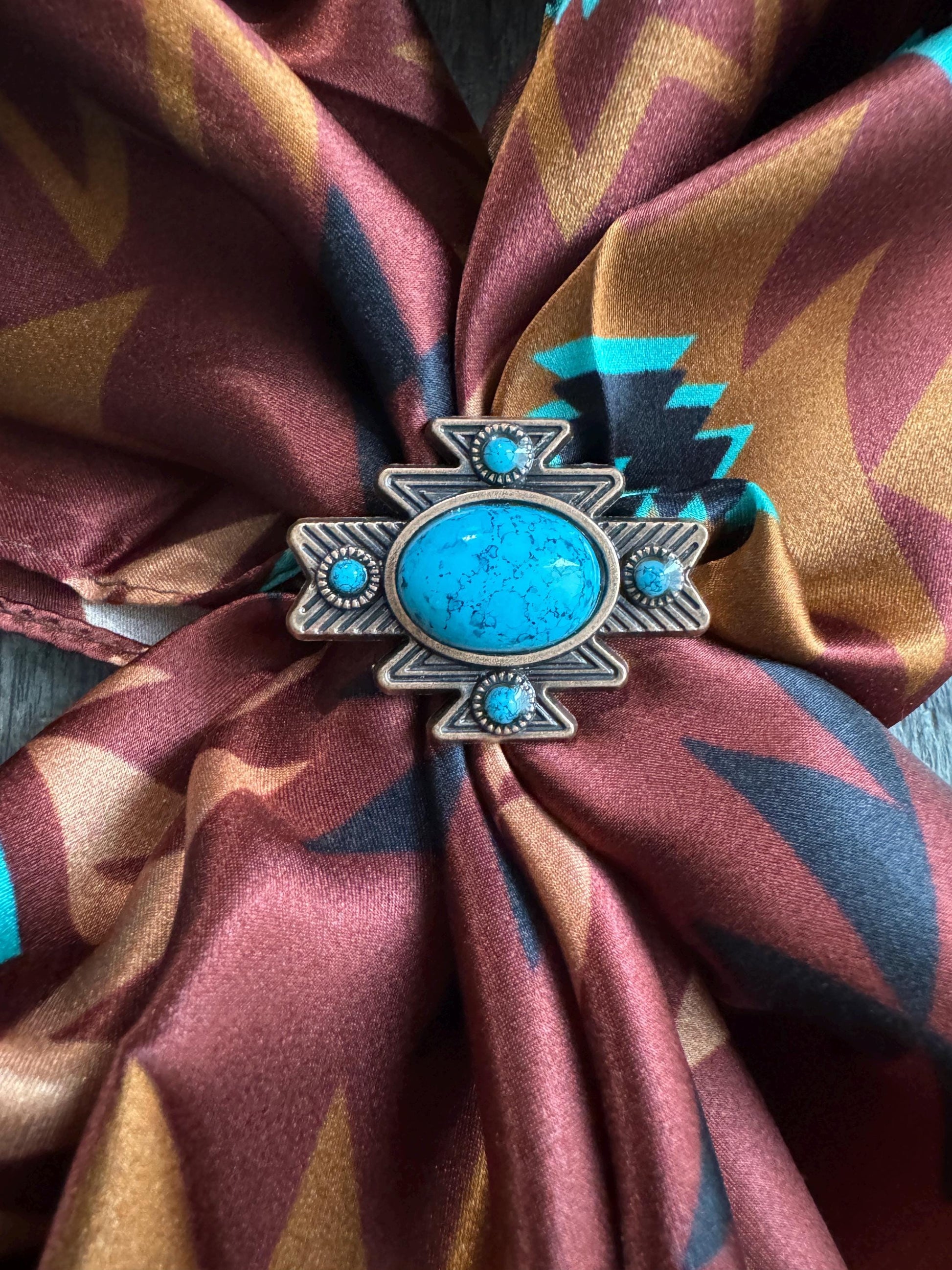 Aztec Shaped Wild Rag Scarf Slide by Double B Wild Rags