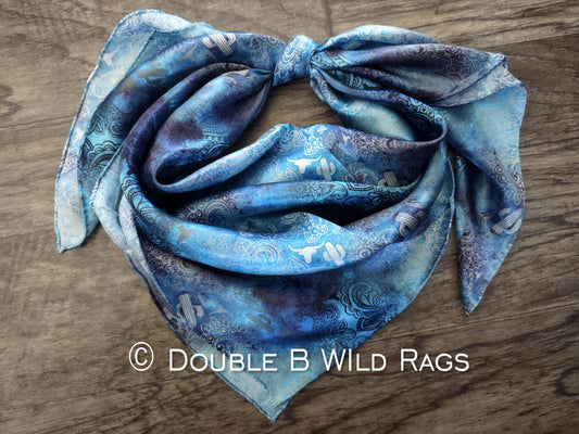 Wild Rag 100% SILK 819 Western Paisley Sky Cowboy Western Neck Scarf Bandanna by Double B Wild Rags