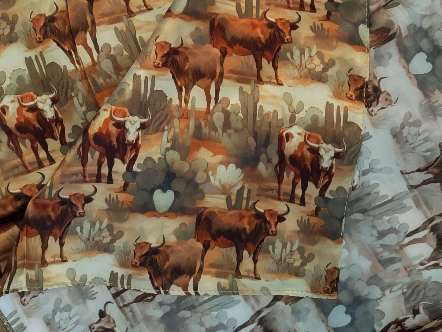 Wild Rag 100% SILK Desert Cattle and Cactus Cowboy Neck Scarf Bandanna by Double B Wild Rags