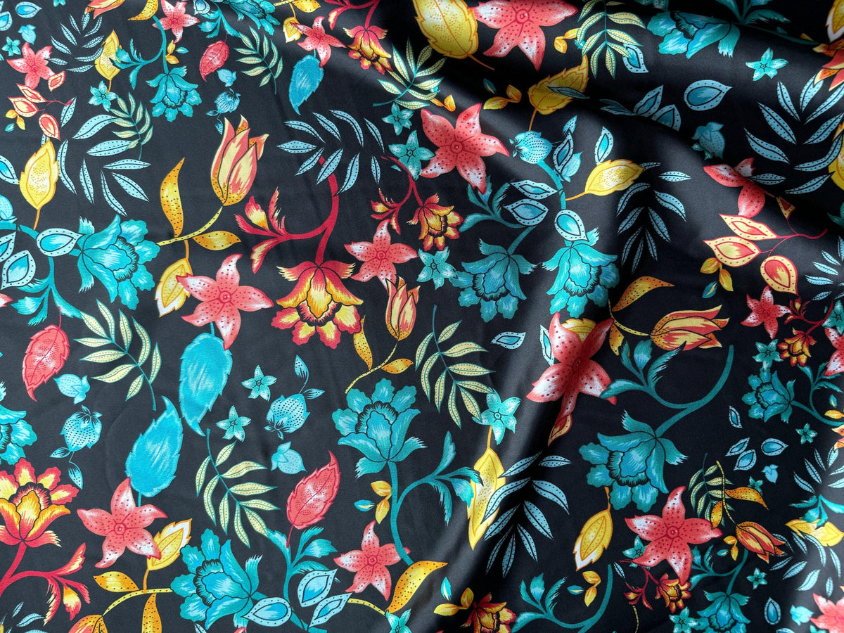 Wild Rag Black tropical floral Cowboy Western Neck Scarf Bandanna by Double B Wild Rags