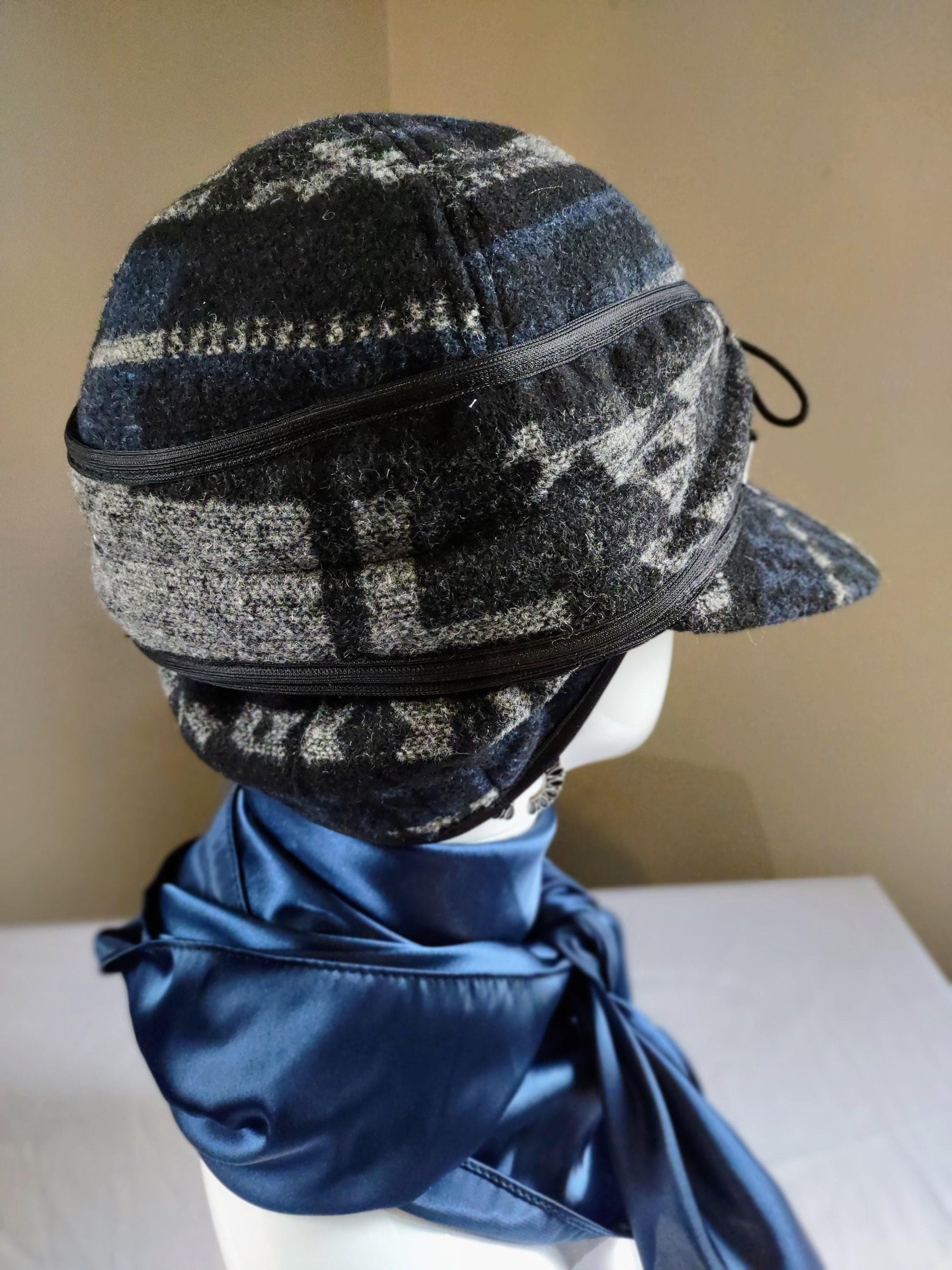 Stockman's Wool Hat NAVY BLUE Aztec Pattern Railroad cattleman's Cowboy winter hat Men's Women's