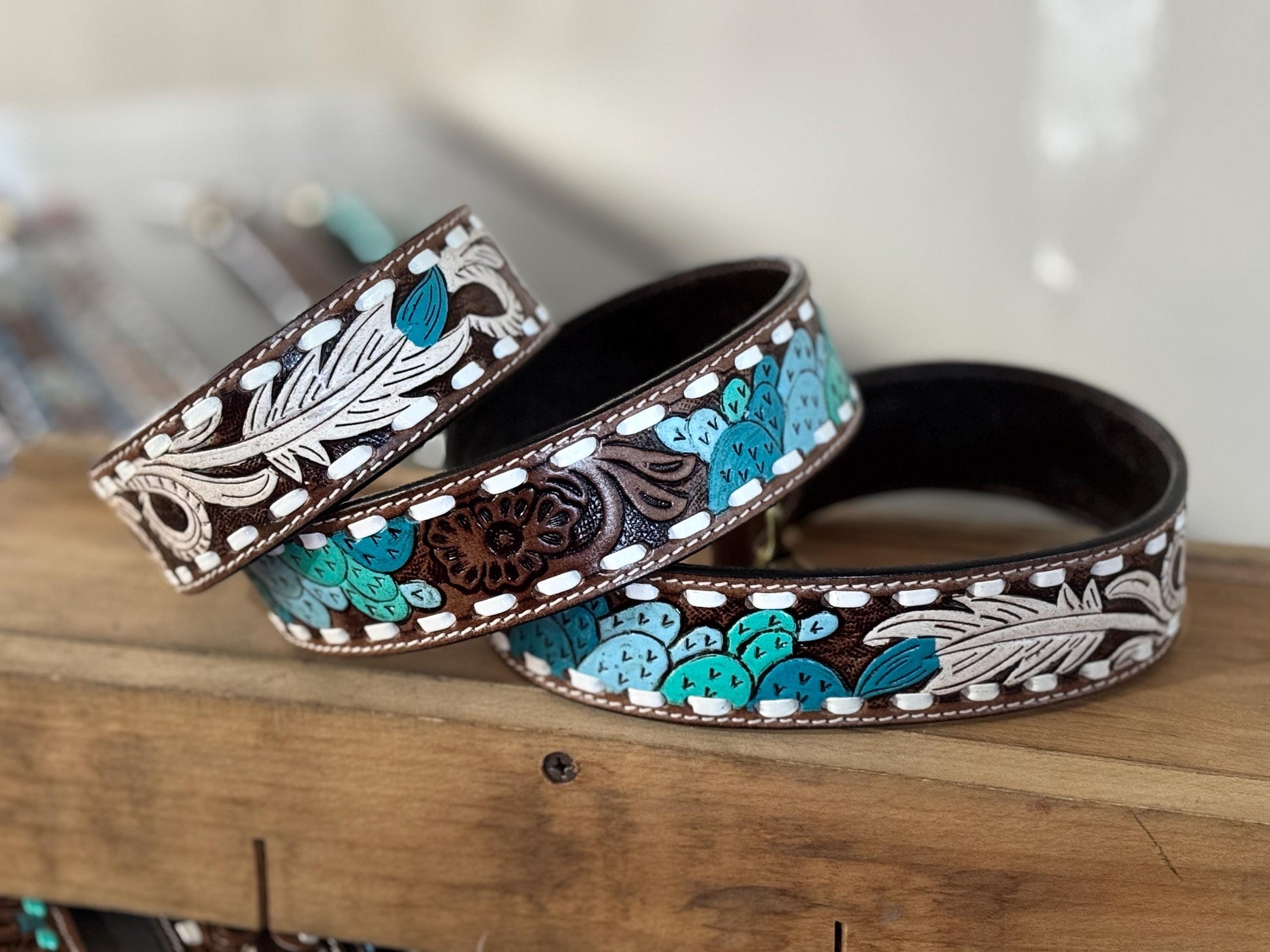 Western purse shoulder strap Cowhide tooled leather by Double B Wild Rags
