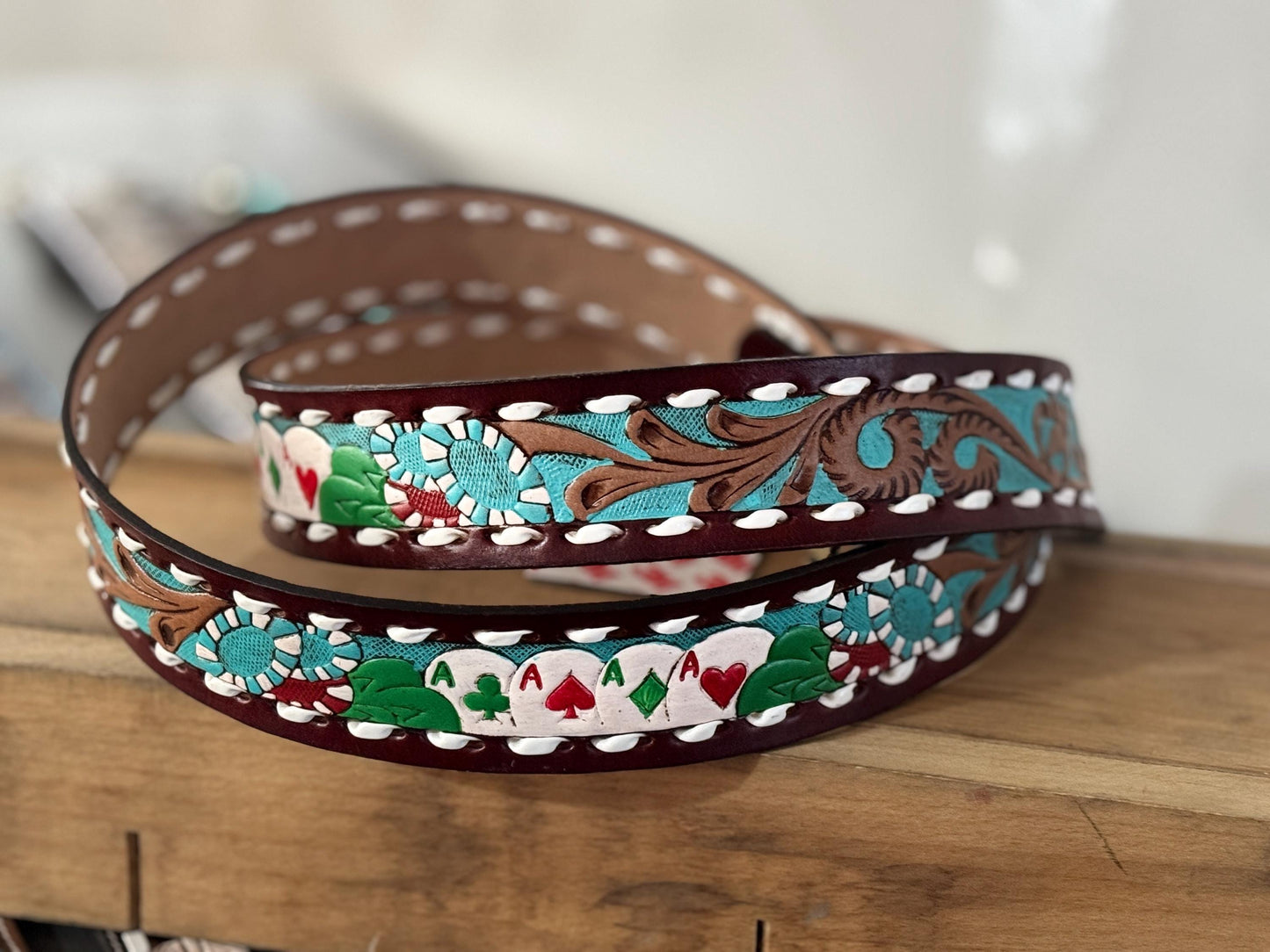 Western purse shoulder strap Cowhide tooled leather by Double B Wild Rags