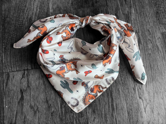 Wild Rag Wild West Bronc and Cactus Western Cowboy Neck Scarf Bandana by Double B Wild Rags