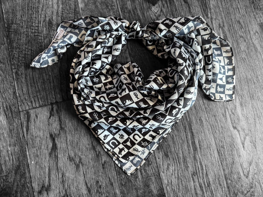 Wild Rag Wild West Black and White Check Western Cowboy Neck Scarf Bandana by Double B Wild Rags