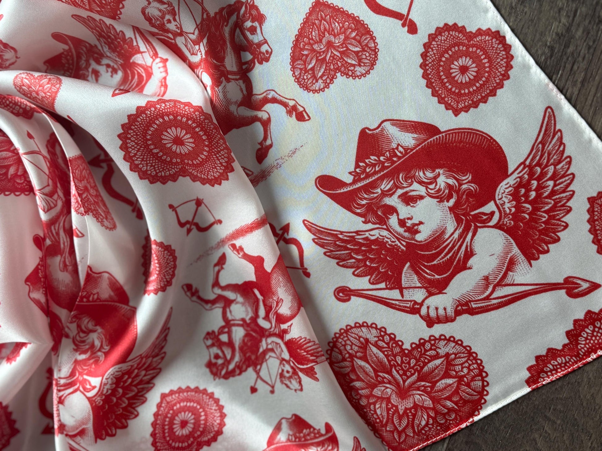 100% Silk Wild Rag Valentine's Cowboy Scarf